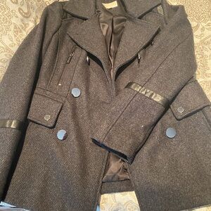 MICHAEL Michael Kors Gray Peacoat Double-Breasted Wool